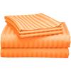 RESTURA Queen Stripes Sheet Set - 4 Piece Hotel Orange Stripes Bed Sheets Extra Soft 16 Inches Deep Pockets Easy Fit 600 Series Wrinkle Free Comfy Queen Bedding Sheets view 1