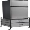 EazeHome Mini Fridge Stand, Fridge Stand with Storage, 2 Drawer Fridge Cart, Organizer Unit for Mini Fridge, Fridge Stand with Metal Frame and Fabric Drawers, Mini Fridge Table with 4 Swivel Wheels view 1