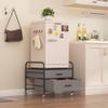 EazeHome Mini Fridge Stand, Fridge Stand with Storage, 2 Drawer Fridge Cart, Organizer Unit for Mini Fridge, Fridge Stand with Metal Frame and Fabric Drawers, Mini Fridge Table with 4 Swivel Wheels view 3