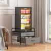 EazeHome Mini Fridge Stand, Fridge Stand with Storage, 2 Drawer Fridge Cart, Organizer Unit for Mini Fridge, Fridge Stand with Metal Frame and Fabric Drawers, Mini Fridge Table with 4 Swivel Wheels view 4