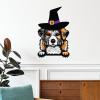 Halloween Stickers Witch Australian Shepherd Welcome Halloween Wall Decals Australian Shepherd Dog Wall Art Removable Vinyl Wallpaper for Kids Boys Room Nursery Halloween Party Supplies 24 inch view 1