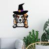 Halloween Stickers Witch Australian Shepherd Welcome Halloween Wall Decals Australian Shepherd Dog Wall Art Removable Vinyl Wallpaper for Kids Boys Room Nursery Halloween Party Supplies 24 inch view 2