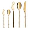 70 Piece Gold Bamboo Silverware Set for 14 Durable 18/10 Stainless Steel Flatware Sets Luxury Wedding Kitchen Restaurant Cutlery Utensil Mirror Polished Knifes Forks and Spoons Set Nice Weight view 1
