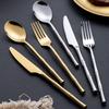 70 Piece Gold Bamboo Silverware Set for 14 Durable 18/10 Stainless Steel Flatware Sets Luxury Wedding Kitchen Restaurant Cutlery Utensil Mirror Polished Knifes Forks and Spoons Set Nice Weight view 4