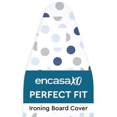 Encasa XO Ironing Board Cover and Pad 49"x18" Standard Size - Thick 3mm Felt Padded Iron Board Cover with Padding, Scorch & Stain Resistant Cotton, Heavy Duty Drawstring, Snug Fit - Blue Moon