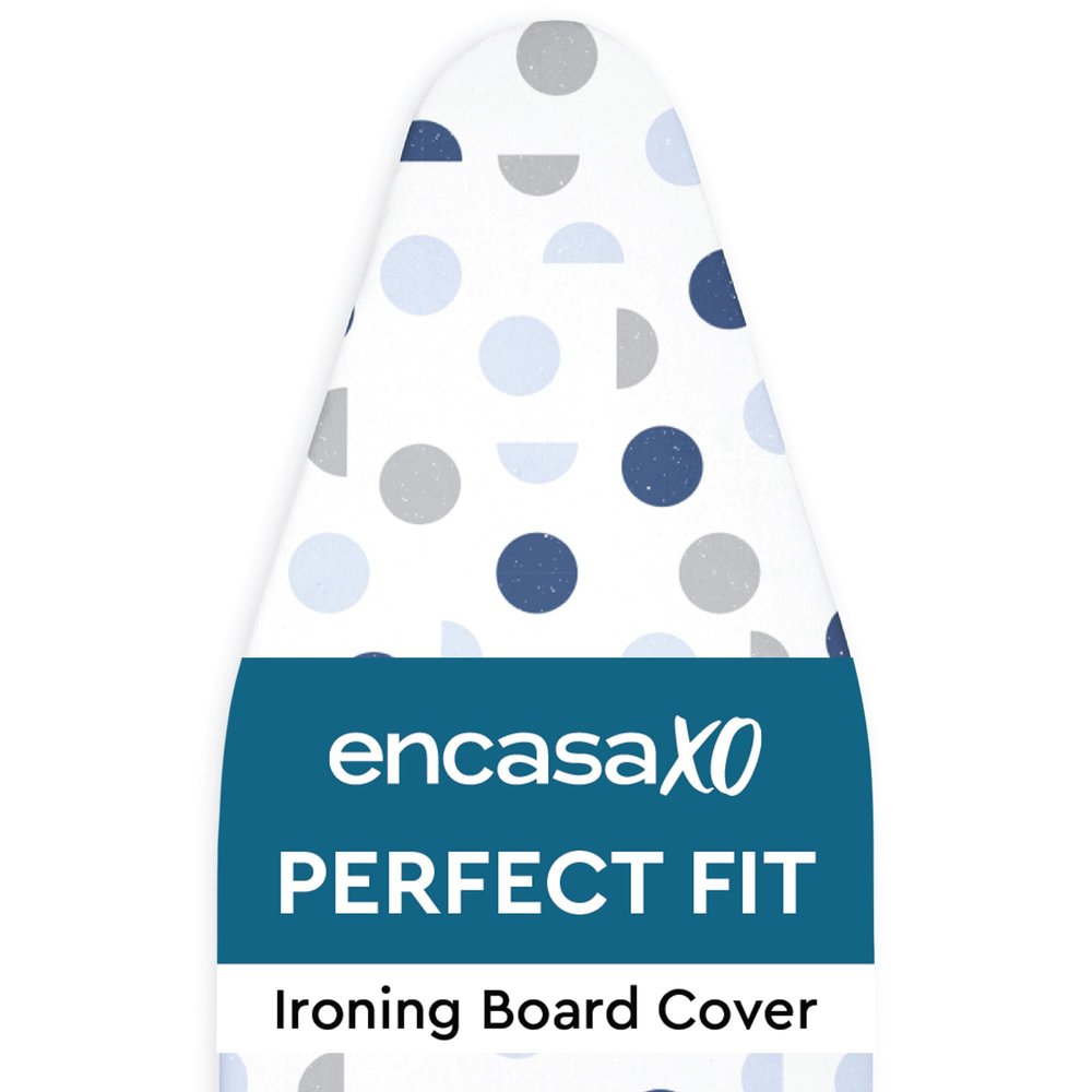 Encasa XO Ironing Board Cover and Pad 49"x18" Standard Size - Thick 3mm Felt Padded Iron Board Cover with Padding, Scorch & Stain Resistant Cotton, Heavy Duty Drawstring, Snug Fit - Blue Moon