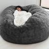cjc Oversized Bean Bag Chair Cover for Adults,Living Room Furniture Soft Washable Microfiber Kids Cover,Lazy Sofa Bed PV Velvet (Cover only) (Dark Grey, 5FT 150*75cm) view 1