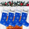 AtiMing Blue Personalized Christmas Stockings Family of 6 Large 22" Navy Blue Faux Fur Christmas Stockings Customize Name Silver Plush Xmas Fireplace Hanging Stockings Home Decoration view 3