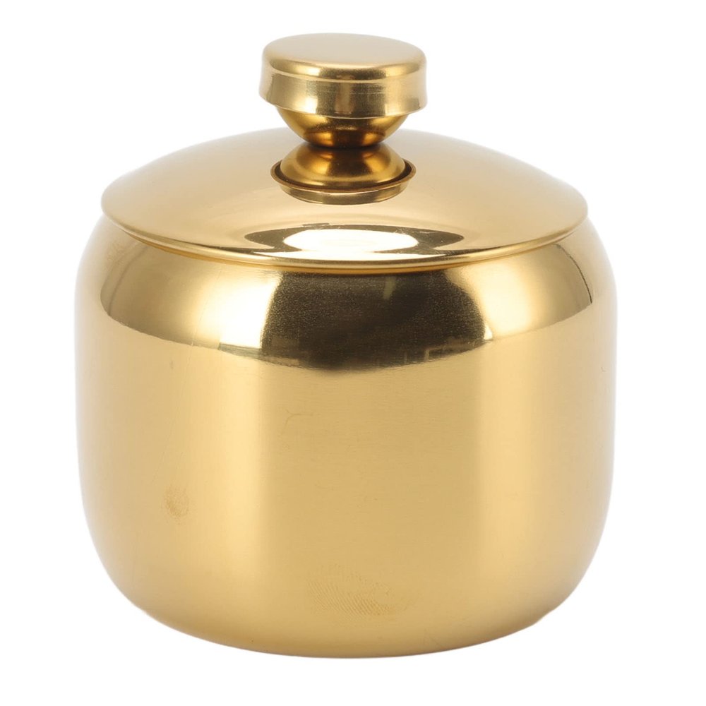Aqur2020 Stainless Steel Gold Seasoning Pot, Salt Sugar Container Jar with Lid Storage Storage Box Suitable for Kitchen (Gold)