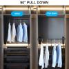 mellifuous Pull Down Closet Rod Adjustable Extender Closet Hanging Rod, 30 lbs Load Capacity Closet Bar for Hanging Clothes, Wardrobe Lift Saving Space Aluminium Rod Automatic Rebound (35''-47'') view 2