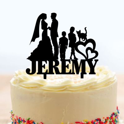 Cake Topper Bride And Groom With 2 Children Family Silhouette Anniversary Wedding Personalized Cake Topper Black Acrylic Wedding Cake Topper Mr And Mrs Cake Toppers Wedding And Anniversary Cake Topper