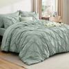 Bedsure California King Comforter Set - Bed in a Bag Cal King Bedding Set 7 PCS, GentleSoft Pintuck Bed Set Gift for Family, Pinch Pleat Sage Green Comforter with Sheets, Pillowcases & Shams view 2
