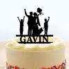 Couple Cake Topper Bride And Groom With 2 Children Family Silhouette Anniversary Wedding Personalized Cake Topper Mr And Mrs Cake Toppers Wedding Party Engagement Decoration Black Color Acrylic