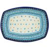 Polmedia Polish Pottery Rectangular Baker UNIKAT - Baby Blues Pattern Handmade in Boleslawiec Poland by Ceramika Dalia + Certificate of Authenticity view 2