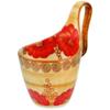 Polmedia Polish Pottery Bowl with Loop-Handle 7-inch UNIKAT - Red Sunset Pattern Handmade in Boleslawiec Poland by Ceramika Dalia + Certificate of Authenticity view 1