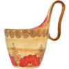 Polmedia Polish Pottery Bowl with Loop-Handle 7-inch UNIKAT - Red Sunset Pattern Handmade in Boleslawiec Poland by Ceramika Dalia + Certificate of Authenticity view 3