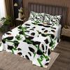 Feelyou Kids Cartoon Panda Bedspread Cute Animal Coverlet Set for Boys Bedroom Decor Kawaii Panda Quilted Coverlet Green Banboo Panda Bear Printed White Quilted Twin 60"x80" with 2 Pillow Case view 1