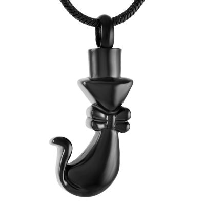 SHEIL Lovely Bowknot Cat Cremtion Jewelry Loss of Pet Memorial Ashes Urn Necklace - 316L Stainless Steel Keepsake Pendant,2