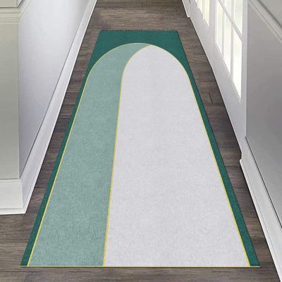 GRAPKS Long Carpet Runners for Hallway 60cm/70cm/80cm/100cm Wide Modern Washable Narrow Runner Rug for Corridor/Kitchen/Bedroom/Entryway/Stair Green/White (Size : 2.3 ft x 13.1 ft)
