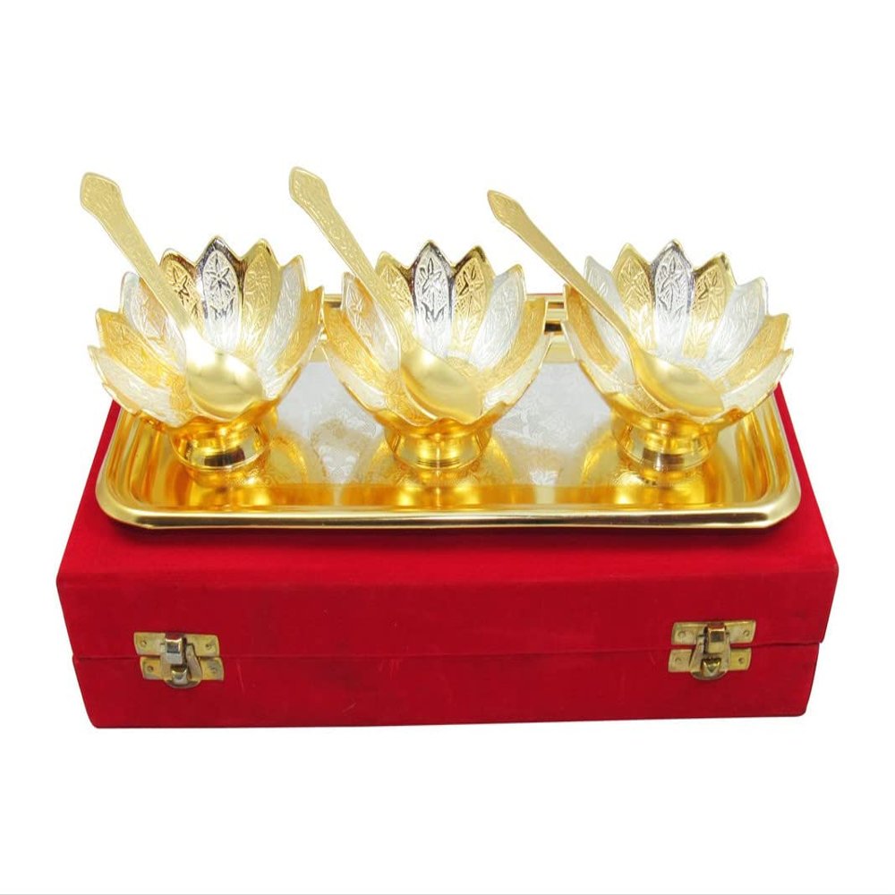 Deco Alankaram Presents Silver Plated Pooja Thali for Home and Gift (3-Inch) - Pack of 5#Frienemy-351