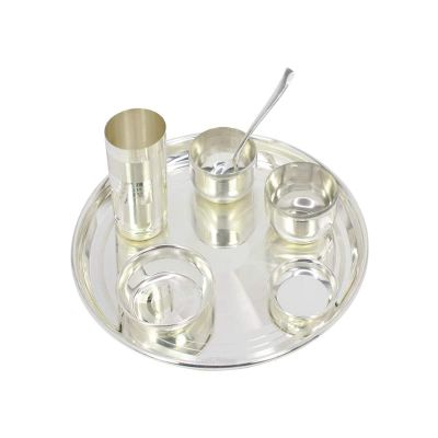 Deco Alankaram Presents 3.5 Inch Four Gold-Silver Plated Patti Serving Bowl Set with Tray, Bass Bowls for Gifts, Occasional Party Gifts, Brass Bowl Set with Spoon #Frienemy-381