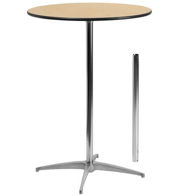 Flash Furniture Lars Set of 5 Commercial Cocktail Tables - Natural Finish Birchwood Tops - 30" Round - Includes 30'' and 42'' Columns - For Indoor/Outdoor Use