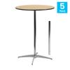 Flash Furniture Lars Set of 5 Commercial Cocktail Tables - Natural Finish Birchwood Tops - 30" Round - Includes 30'' and 42'' Columns - For Indoor/Outdoor Use view 4