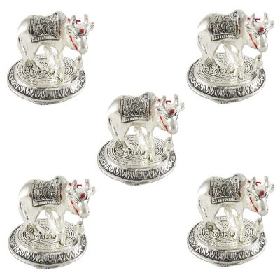 Western Eiderdown Presents 4Ps Plus (4 Inch) Silver Plated Pooja Thali Set, Perfect Return Gift, Pooja Thali Decorative, Pooja Articles for Pooja Purpose (Pack of 5) #Aport-227
