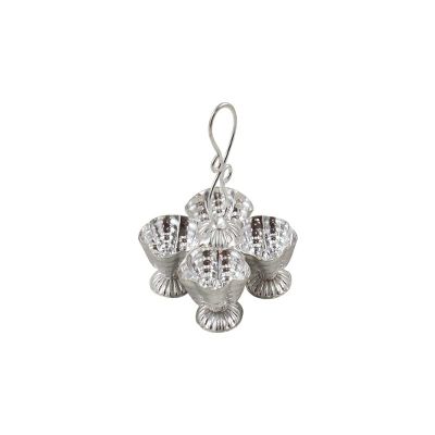 Deco Alankaram Presents Designer Silver-Plated Big Jod Kamal Kankavati/Pooja Thali Set for Home with Potli Bags(Silver) #Frienemy-179