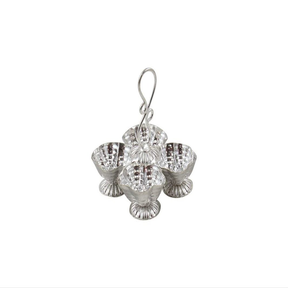 Deco Alankaram Presents Designer Silver-Plated Big Jod Kamal Kankavati/Pooja Thali Set for Home with Potli Bags(Silver) #Frienemy-179