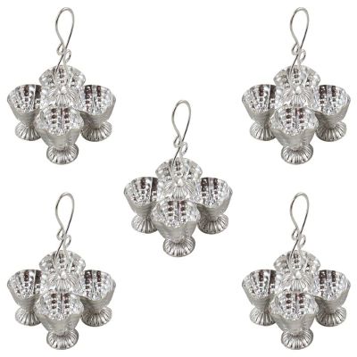Deco Alankaram Presents Silver Plated Decorative Lakshmi Diya Pooja Thali Set (Kamakshi Diya), Spiritual Gift Item, Pooja Articles for Home, Return Gift with Designer Potli #Frienemy-370