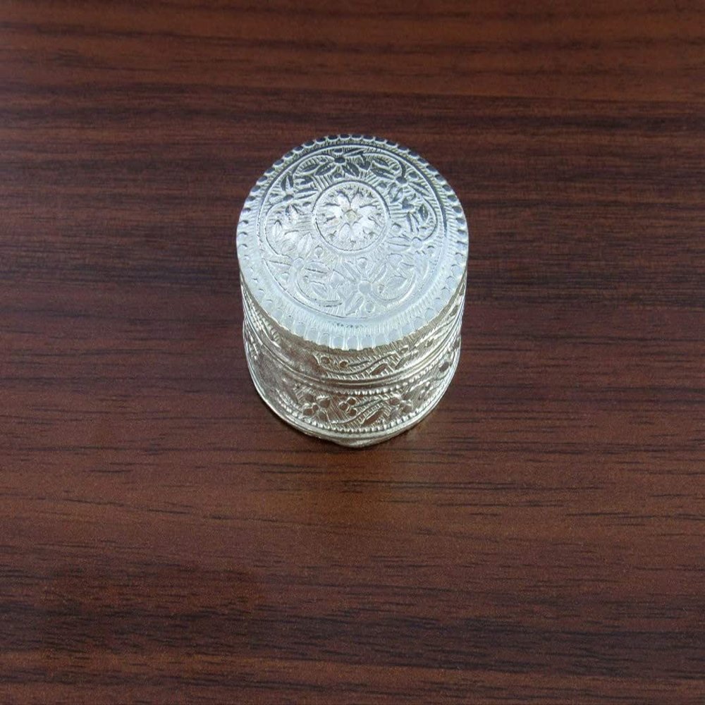 Deco Alankaram Presents Silver Plated Oval Shape Nakshi Sindoor Dabbi for Women #Frienemy-250