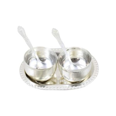 Deco Alankaram Presents Oxidized 5 Flame White Metal Ganesha Diya for Pooja #Frienemy-199