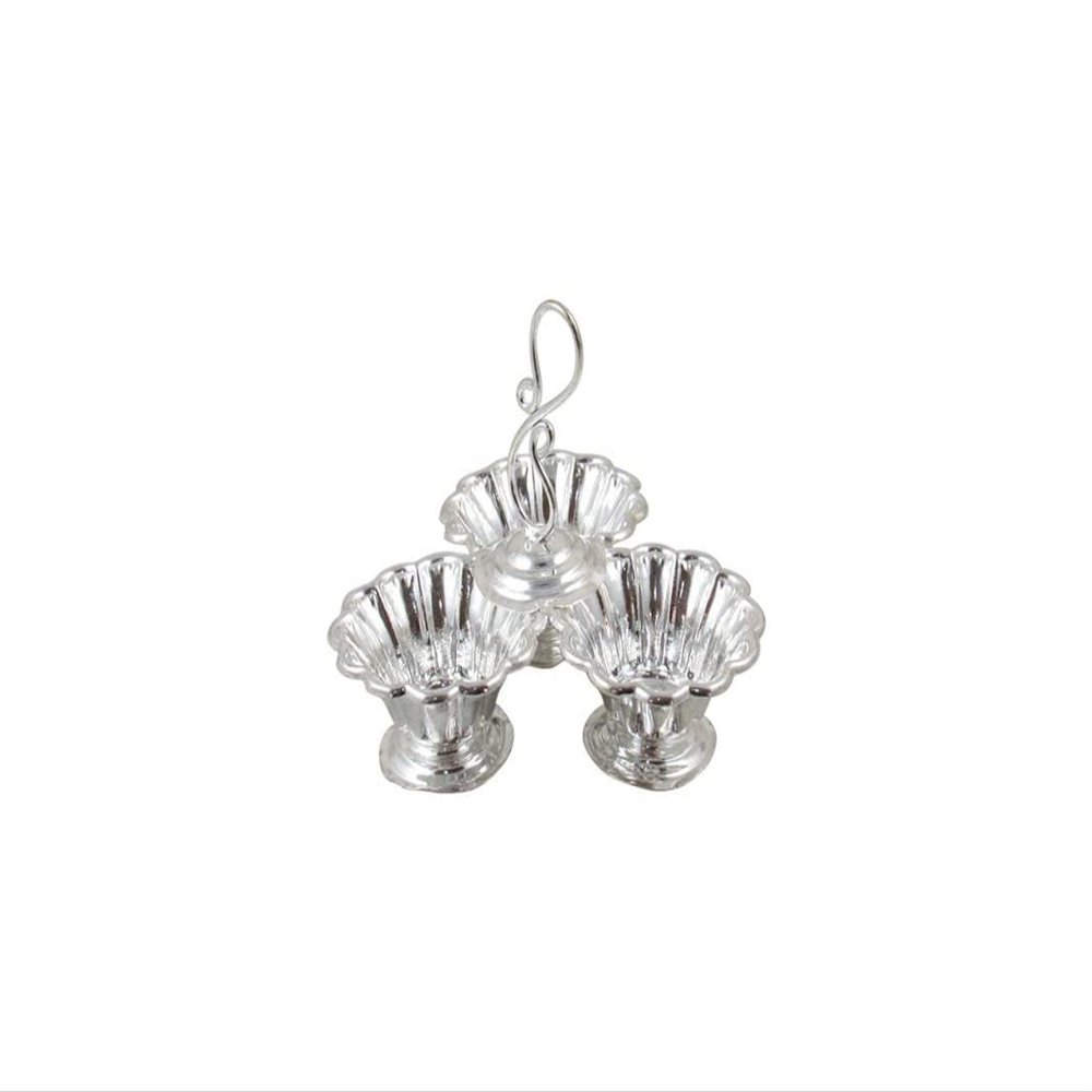 Deco Alankaram Presents White Metal Gold Plated Flower Shape Decorative Diya for Pooja, Puja Articles Brass, Pooja Items for Home (11 Cm L X 6 Cm H) #Frienemy-187