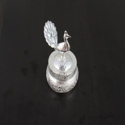 Deco Alankaram Presents Silver Plated Sindoor Dabbi with Lid, Pooja Items for Home, Ideal Wedding Return Gift with Designer Potli Bags,Metal, Silver #Frienemy-246