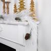 6' x 10" White Flocked Artificial Christmas Garland with Pine Cones, Unlit view 2