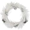 24" White Flocked Artificial Christmas Wreath with Pine Cones view 1