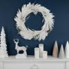 24" White Flocked Artificial Christmas Wreath with Pine Cones view 2