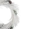24" White Flocked Artificial Christmas Wreath with Pine Cones view 4