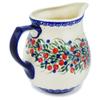 Polmedia Polish Pottery Pitcher UNIKAT - Patriotic Blooms Pattern Handmade in Boleslawiec Poland + Certificate of Authenticity view 2