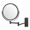 JERDON Two-Sided Wall Mounted Black Makeup Mirror - 5X-1X Magnification - 8 Diameter Mirror Extends 13.5 - Model JP7506BK view 1