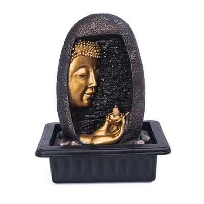 Indoor Tabletop Fountains Tabletop Water Fountain Small Buddha Water Fountain Creative Office Circulating Water Zen Water Fountain Indoor Zen Home Decor or Gift Decoration Meditation Fountain