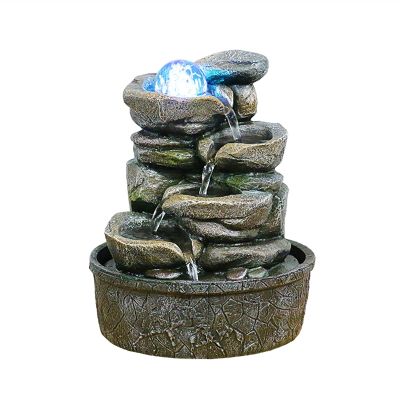 BNNP Indoor Tabletop Fountains Tabletop Fountain Rock Falls Indoor Waterfall Feature - Calming and Relaxing Water Sound - Tiered Desktop Water Feature 9.8-Inch Decoration Meditation Fountain