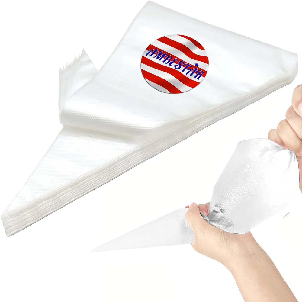 AMBESTAR 18 Inch Tipless Piping Bags for Royal Icing, Extra Thick Anti Burst Decorating Bags Butter Cream Cookies Decoration, Perfect for Professional Baking Lover