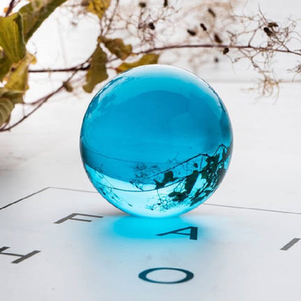 30mm-100mm Crystal Ball Asian Rare Aquamarine Obsidian Sphere Crystal Ball Healing Stone Decor Feng Shui,40mm,Crystal Base