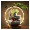 BNNP Indoor Tabletop Fountains Indoor Tabletop Zen Waterfall Fountain with LED Light Desktop Relaxing Water Fountain for Bedroom Living Room Office 17.7 Inch Height Decoration Meditation Fountain view 1
