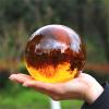 30mm-100mm Amber Crystal Ball Asian Rare Obsidian Sphere Crystal Ball Healing Stone Decor Feng Shui,100mm,Wooden Base view 2