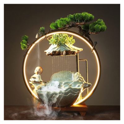 BNNP Indoor Tabletop Fountains Relaxation Indoor Tabletop Water Fountain Zen Meditation Tabletop Decorative Waterfall with Submersible Pump for Office and Home Decor Decoration Meditation Fountain