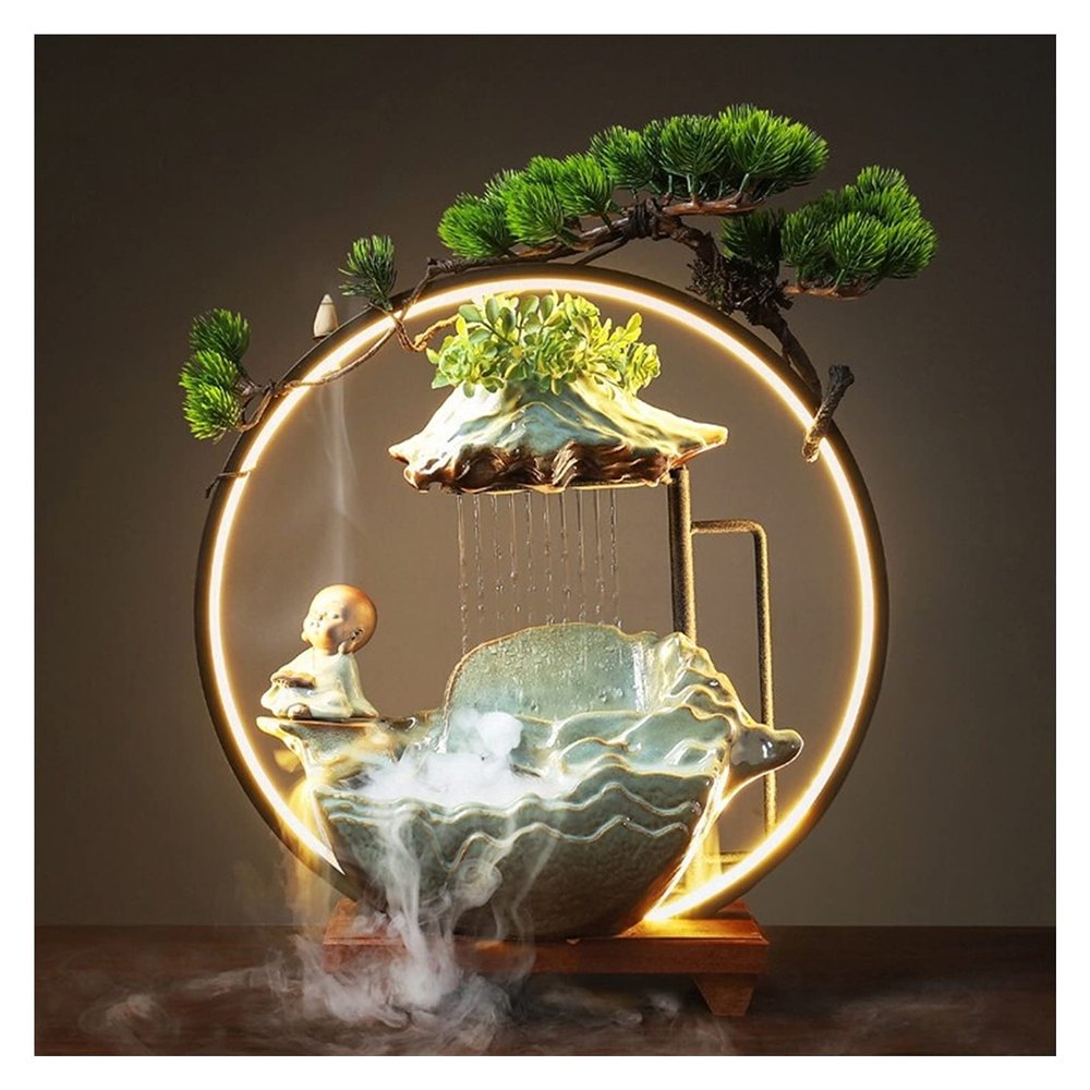 BNNP Indoor Tabletop Fountains Relaxation Indoor Tabletop Water Fountain Zen Meditation Tabletop Decorative Waterfall with Submersible Pump for Office and Home Decor Decoration Meditation Fountain