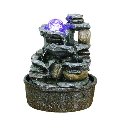 BNNP Indoor Tabletop Fountains Tabletop Fountain Rock Falls Indoor Waterfall Feature - Calming and Relaxing Water Sound - Tiered Desktop Water Feature 9.8-Inch Decoration Meditation Fountain